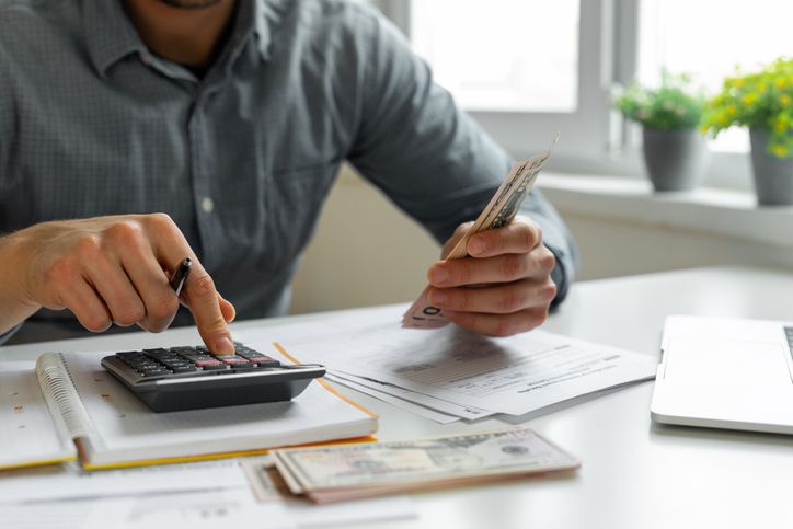 Man working with money