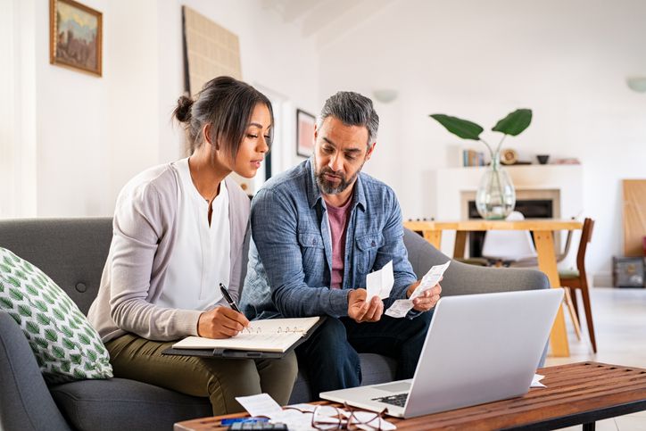 Family going over finances