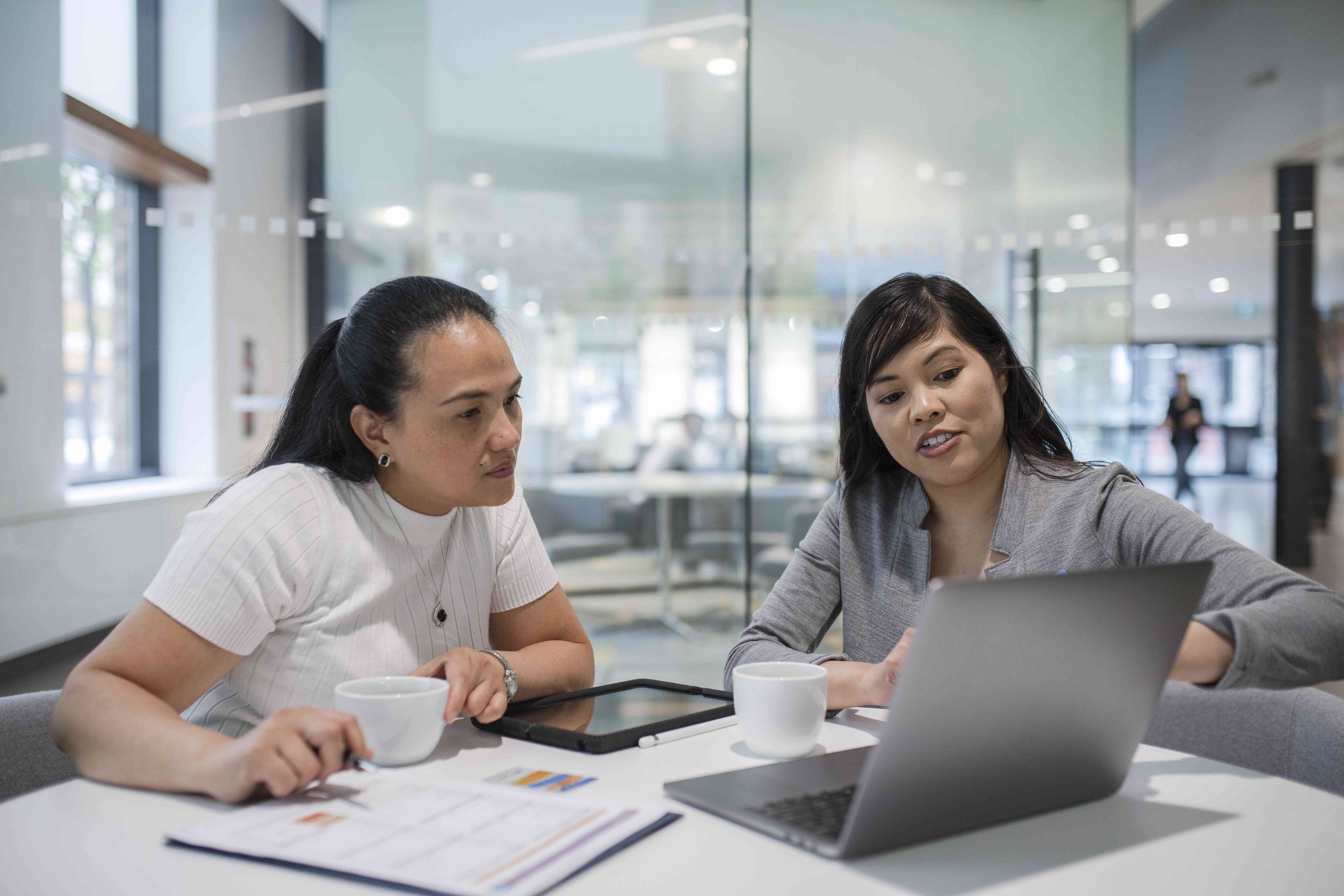 Banker talking to client