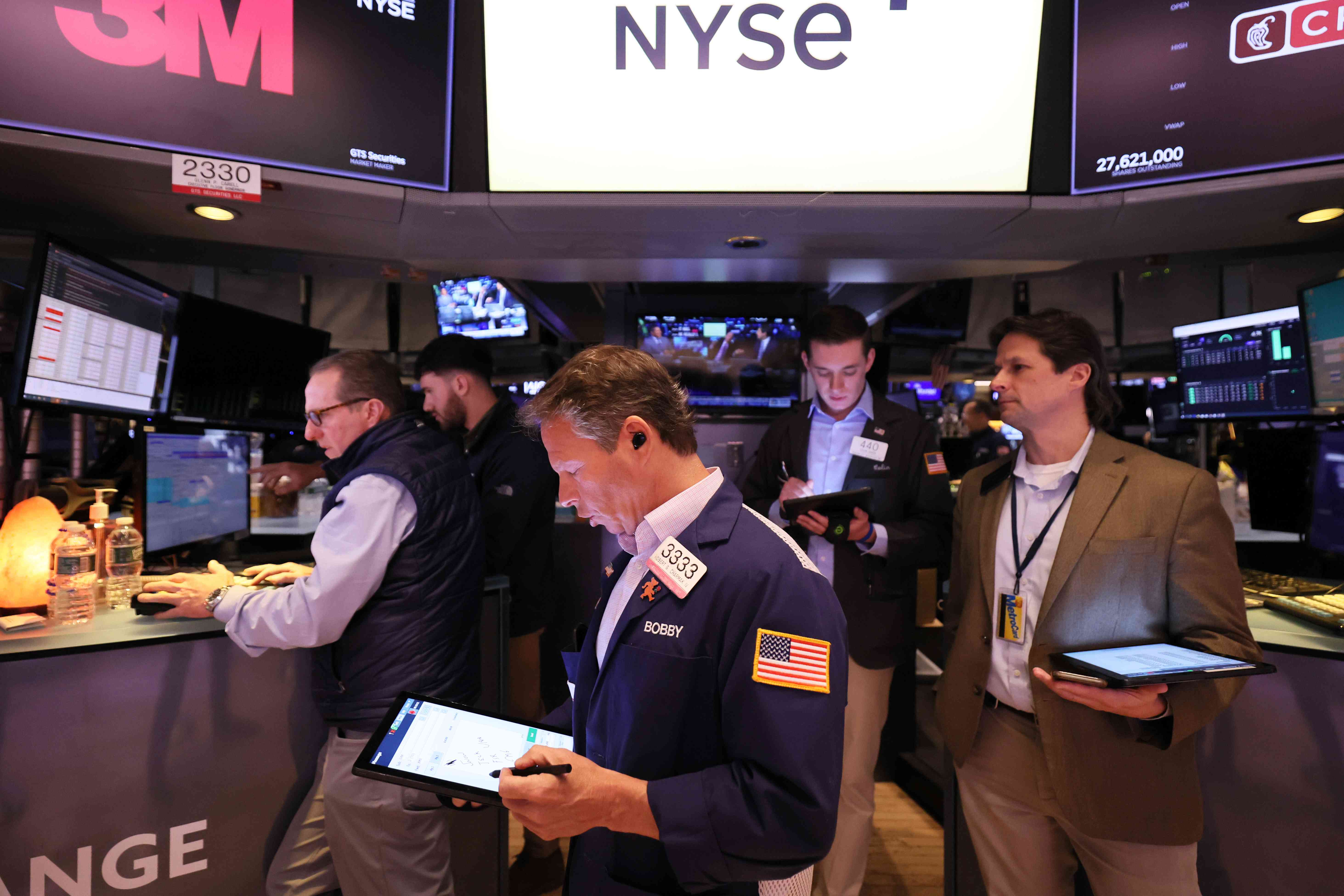 Traders working on the floor of the NYSE