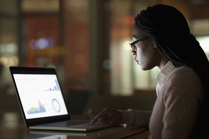 Woman looking at computer