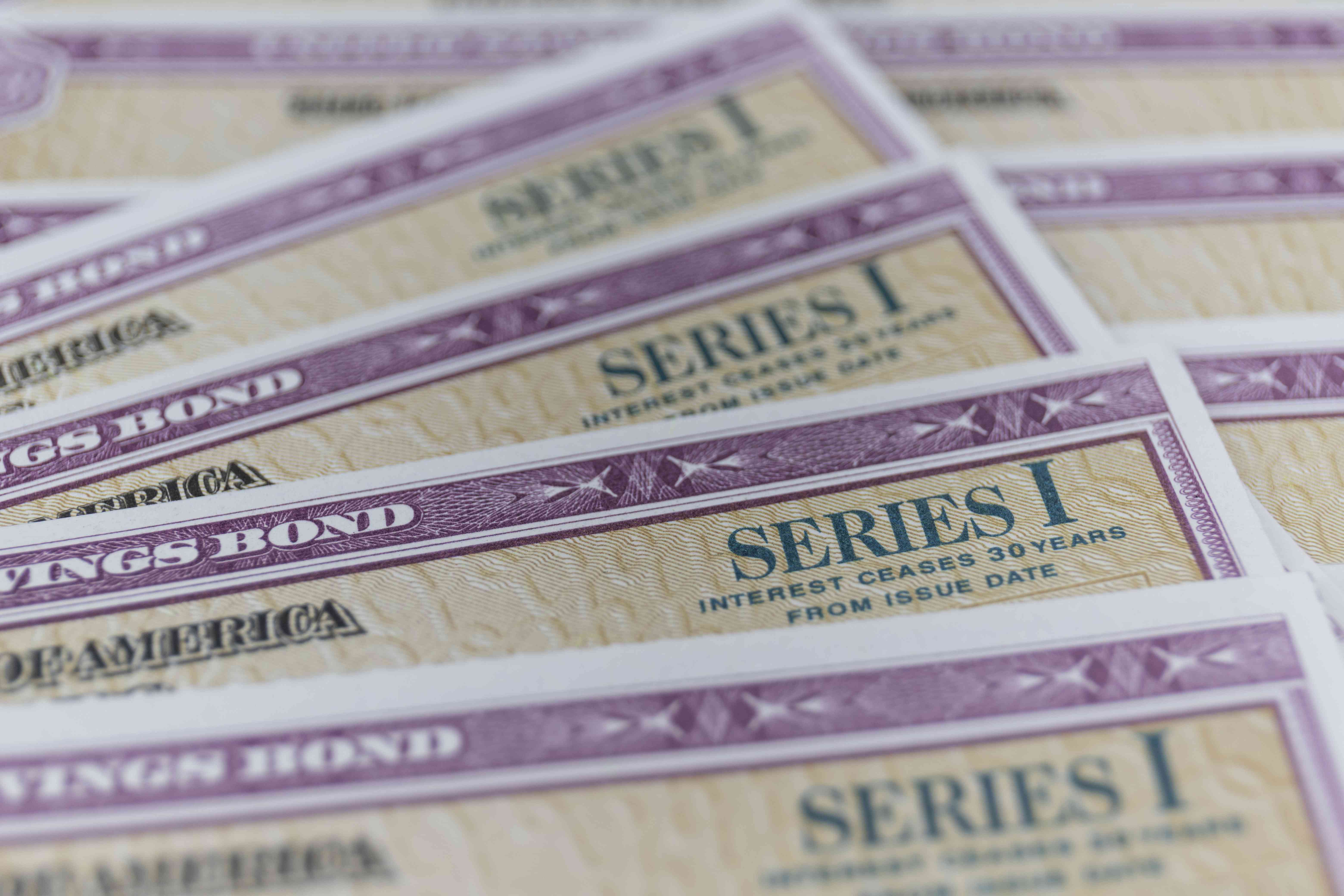 Pile of Series I U.S. savings bonds