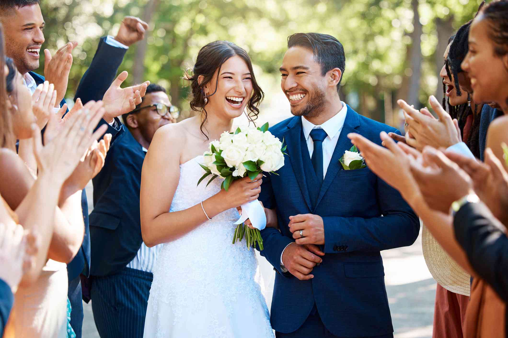 A couple gets married.