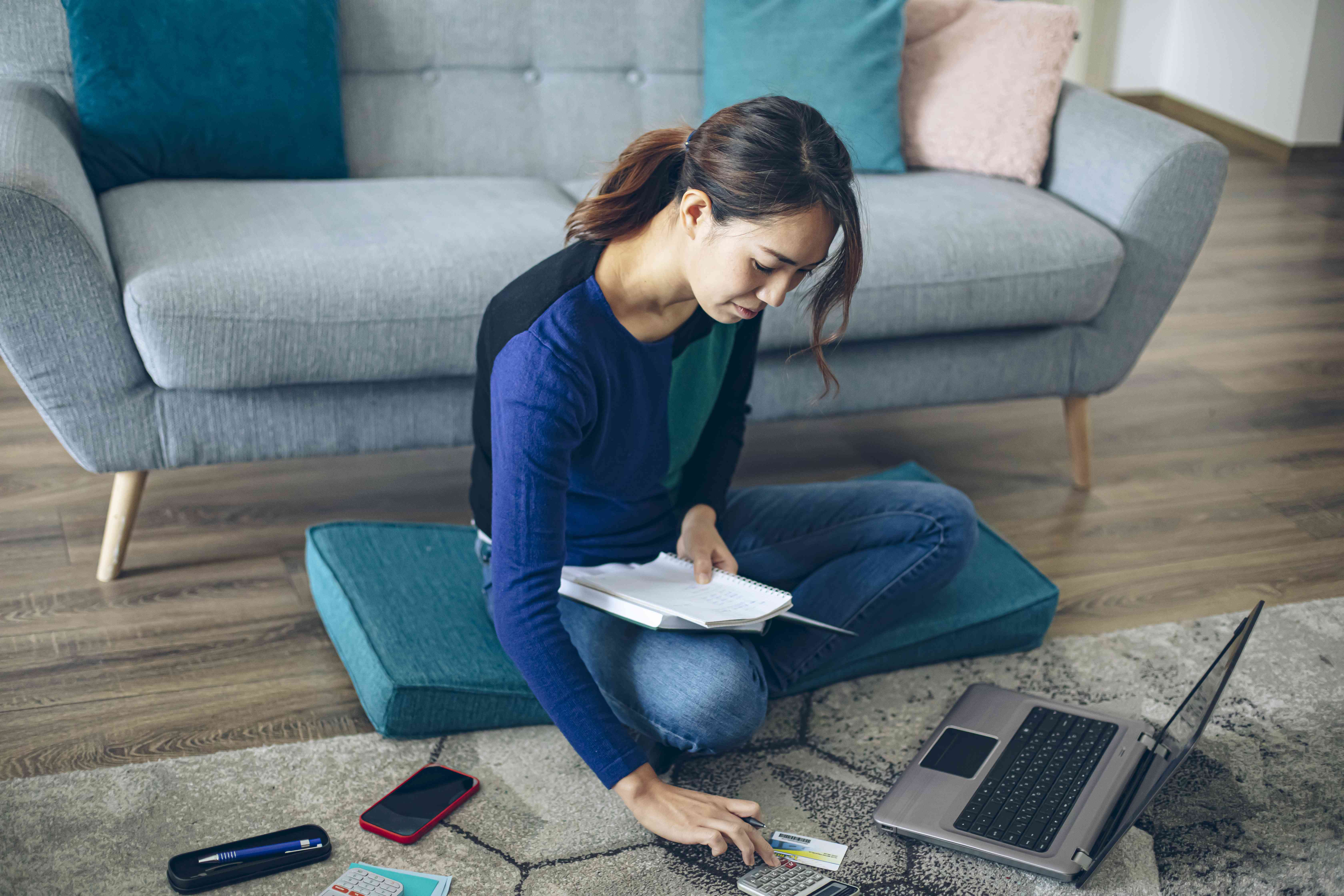 Woman checking her account balance online